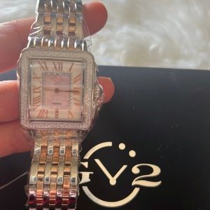 GEVRIL Diamond watch silver rose gold